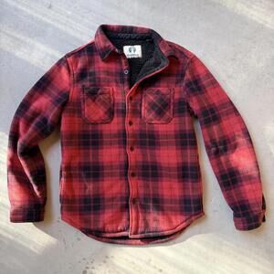 Super Soft, Warm & Comphy Weatherproof Red & Black Plaid Women's Fleece Shacket